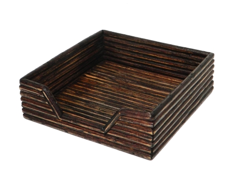 Square rattan napkin tray brown washed